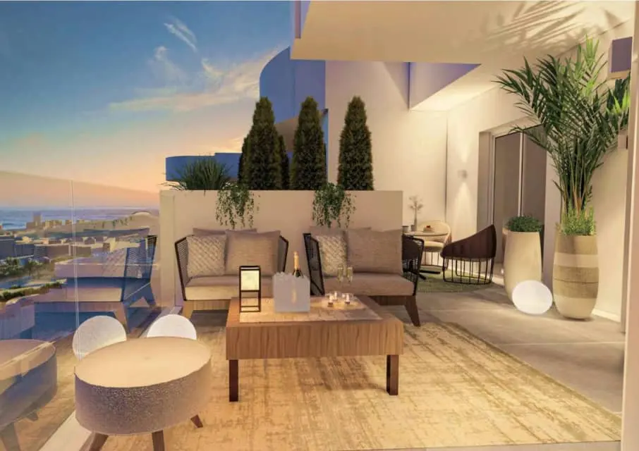 TB · Terrasse bei Sonnenuntergang
